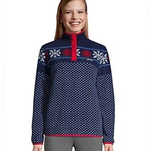 Lands' End Young Kids Sz M-P 10-12 Patterned Pullover ColorfulChristmas Sweater.